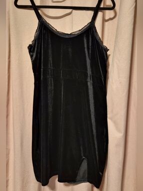 Velvet Lace-Trim Slip Dress